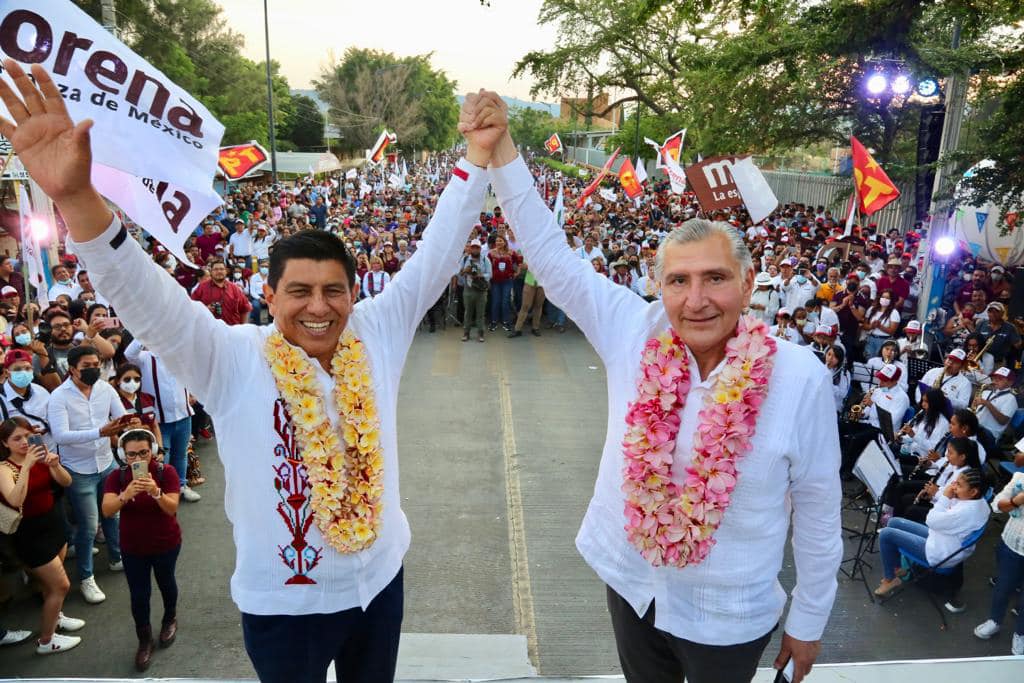 Gritan presidente, presidente a Adan Augusto en mitin de Morena en Oaxaca