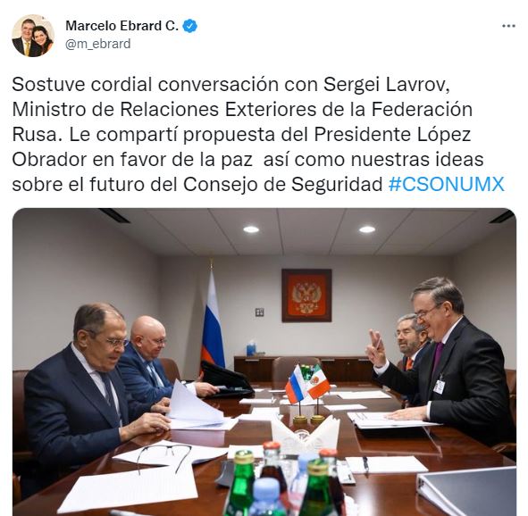 Marcelo Ebrard presenta a Rusia propuesta de paz de AMLO