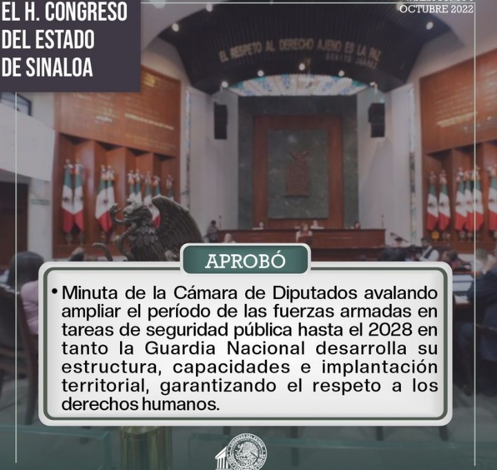 Congreso de Sinaloa aprueba extender presencias de FA