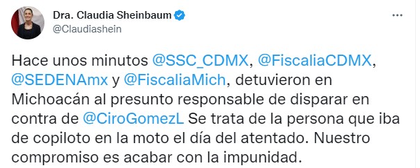 Detienen en Michoacán al responsable de disparar contra Ciro