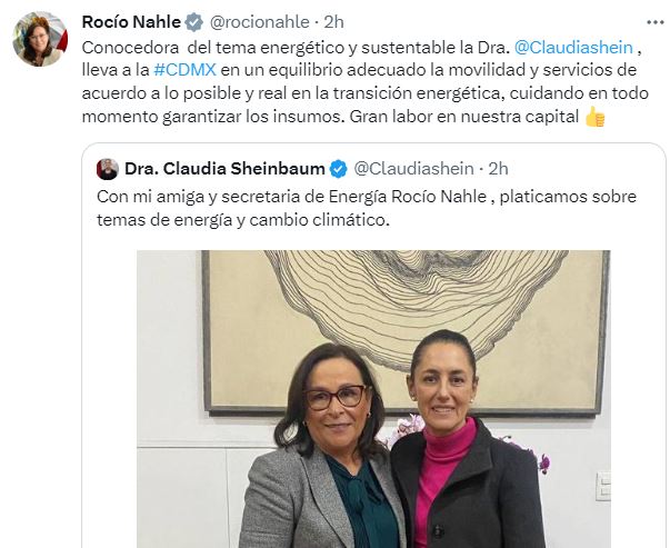 Sheinbaum se reúne con Rocío Nahle, secretaria de Energía