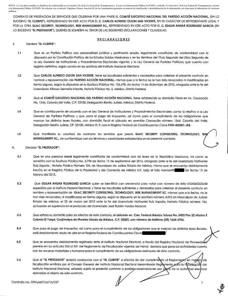 Documento del PAN y Garcia Luna