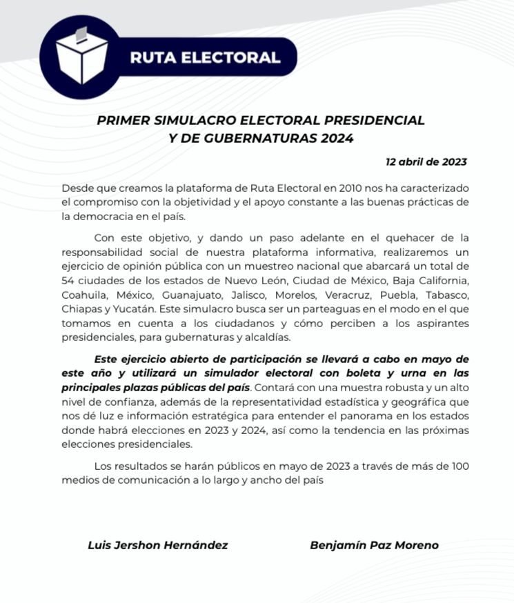 Ruta Electoral comunicado