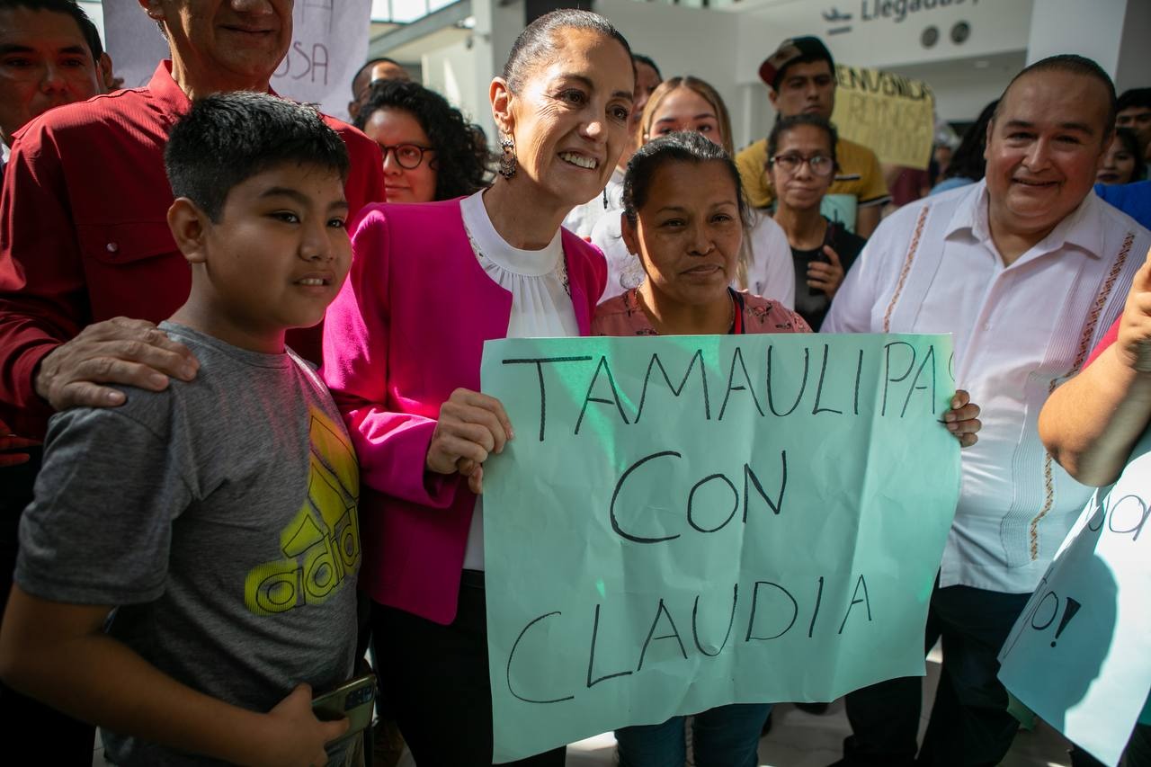 Sheinbaum es apoyada por simpatizantes en Reynosa 