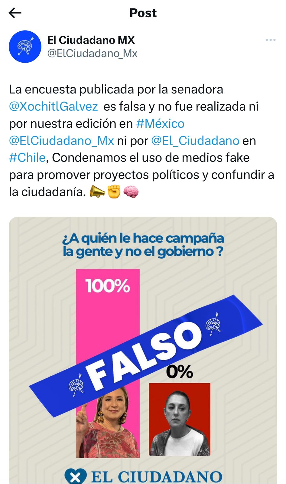 El Ciudadano acusa a Xóchitl Gálvez de confundir a la gente