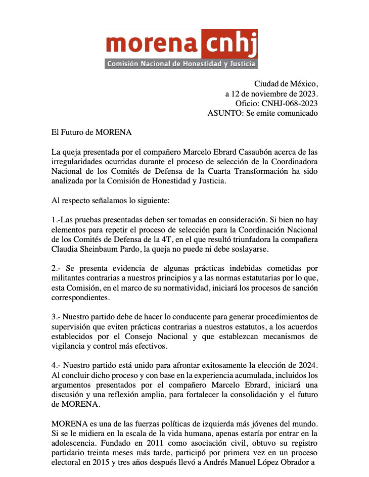 Documento de Morena