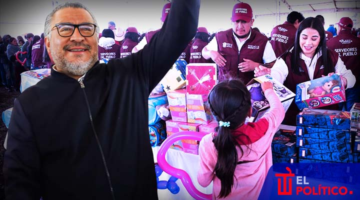 Horacio Duarte entrega juguetes a niñas y niños en Texcaltitlán