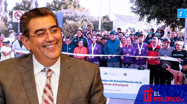 Sergio Salomón inaugura ciclopista de bpulevard Atlixcáyotl