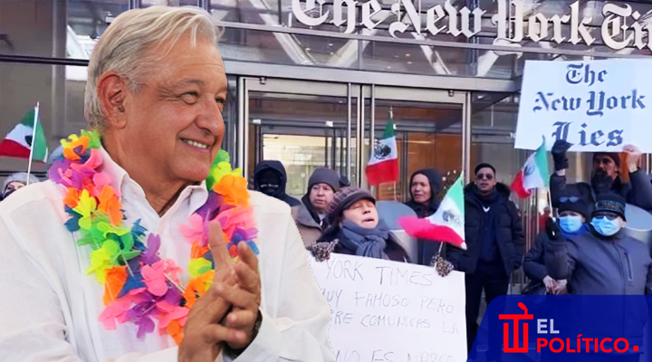 Mexicanos en EU dan apoyo a AMLO y protestan en sede del NYT