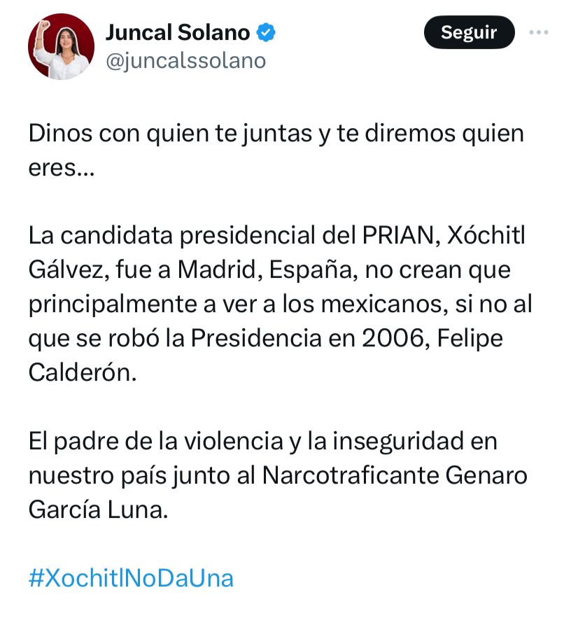 Critican a Xóchitl Gálvez tras reunión con Felipe Calderón