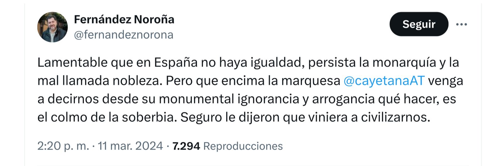 Noroña arremente contra Cayetana Álvarez