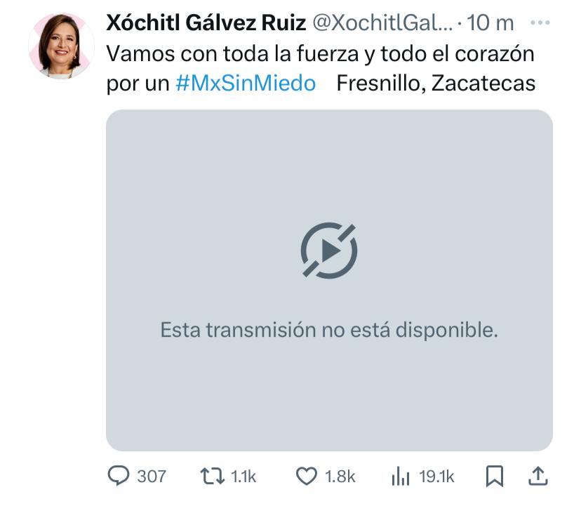 Xóchitl Gálvez transmisión de campaña