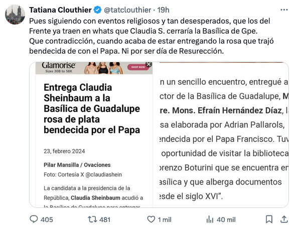 Tatiana Clouthier desmiente cadena contra Sheinbaum