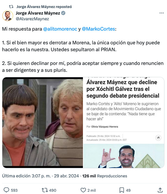 Jorge Álvarez Máynez responde a Alito y Marko