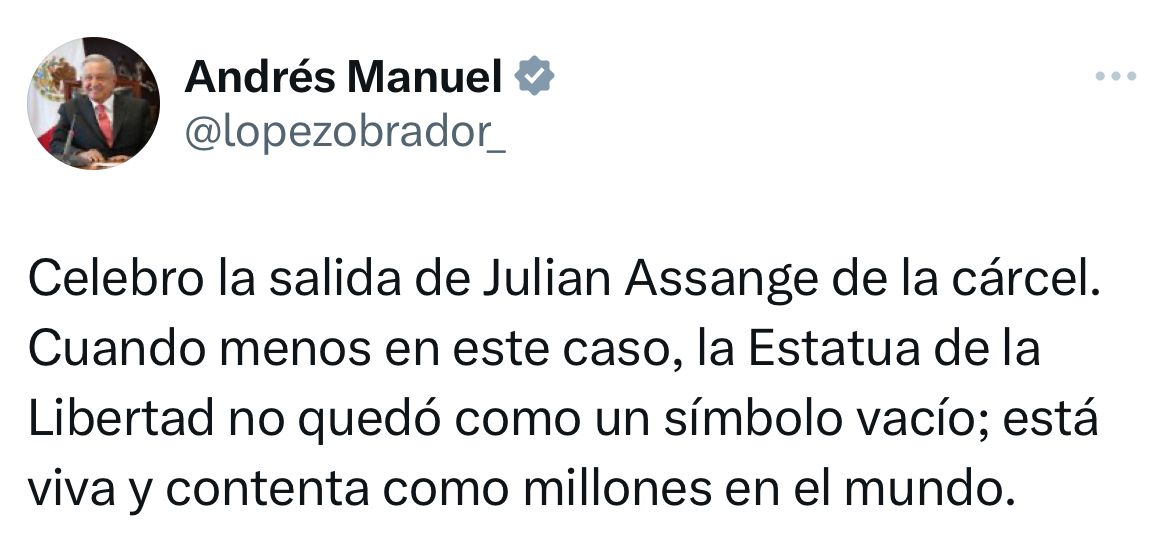 AMLO celebra la liberación de Julian Assange