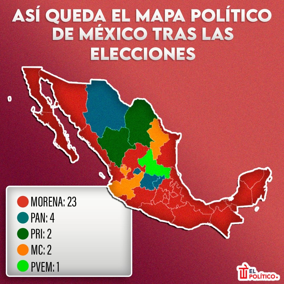 Mapa de México tras elecciones 2024