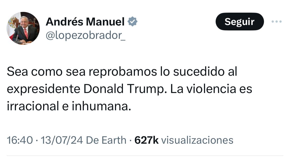 AMLO reacciona a ataque contra TRump