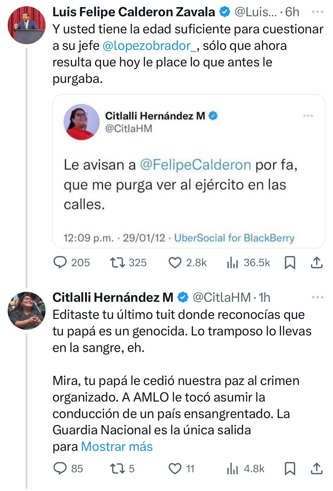 Citlalli Hernández y Calderón Zavala se pelean en X