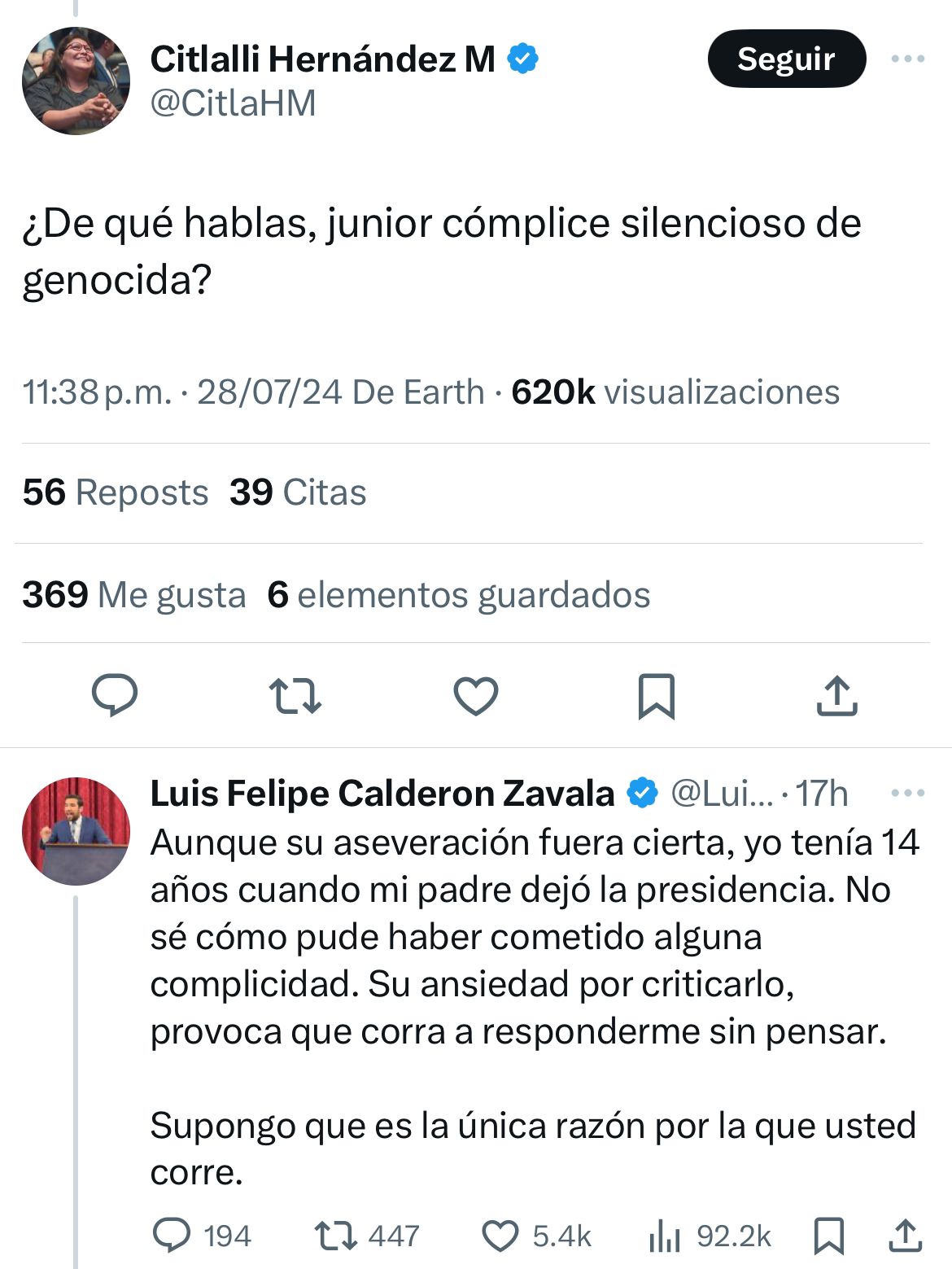 Citlalli Hernández y Calderón Zavala se pelean en X