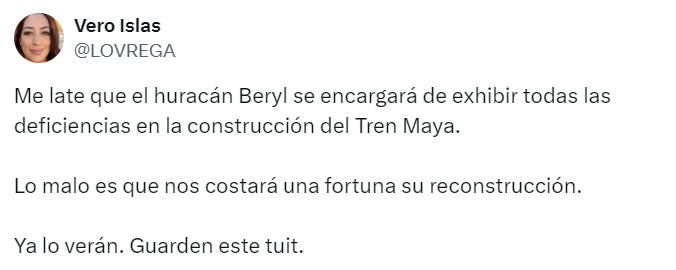 Comentarios malos de huracán Beryl
