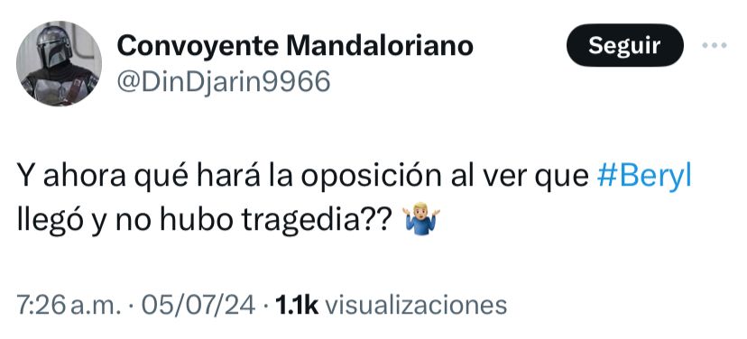 Oposición apagada con Beryl