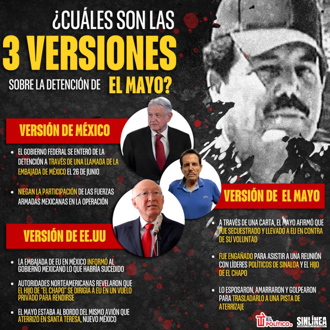 Infografía las 3 versiones sobre la detención de El Mayo