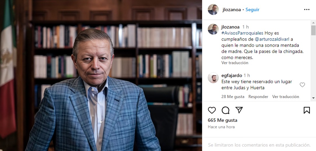 Javier Lozano insulta a Zaldívar en su cumpleaños