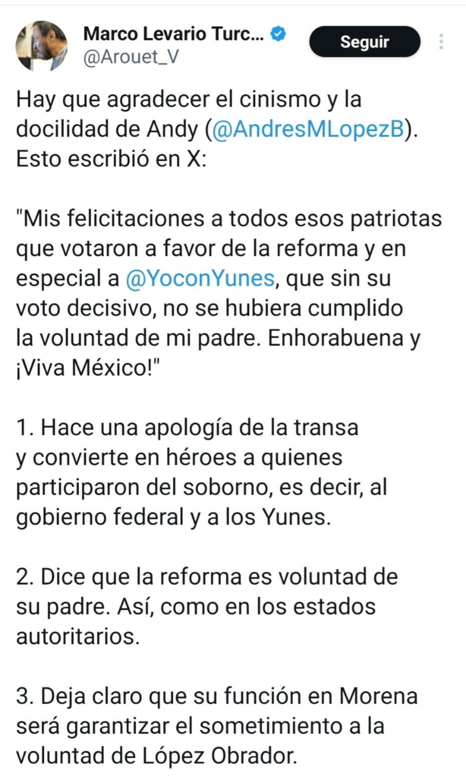 Levario citó publicaciones falsas del hijo de AMLO