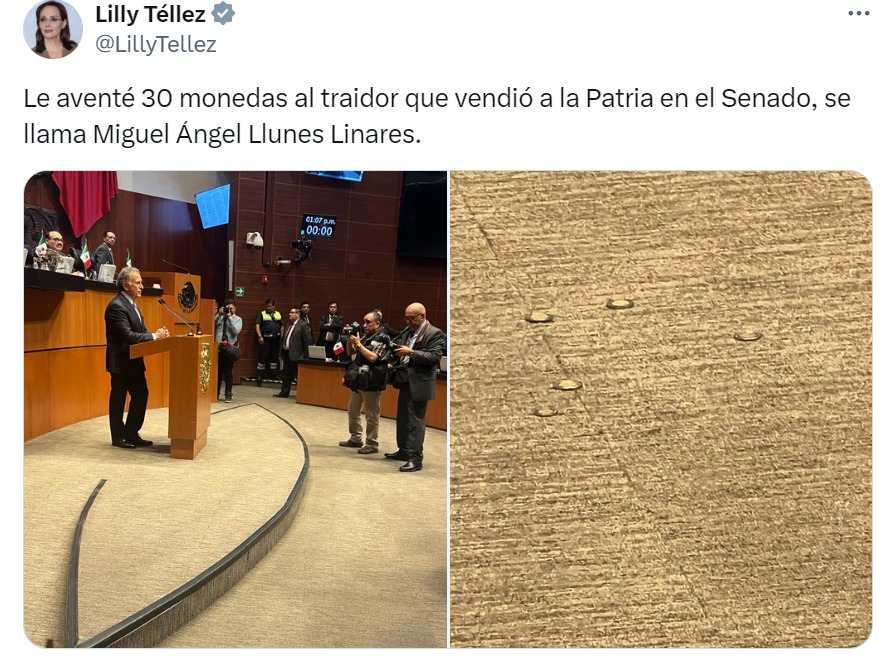 Lilly Téllez arroja monedas a Yunes