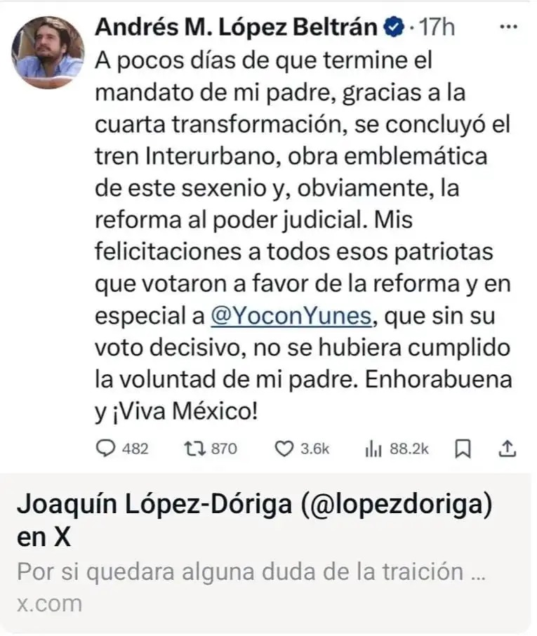 López Dóriga señaló al hijo de AMLO