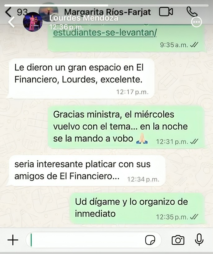 ¿Qué dice la conversación de Lourdes Mendoza y la ministra?