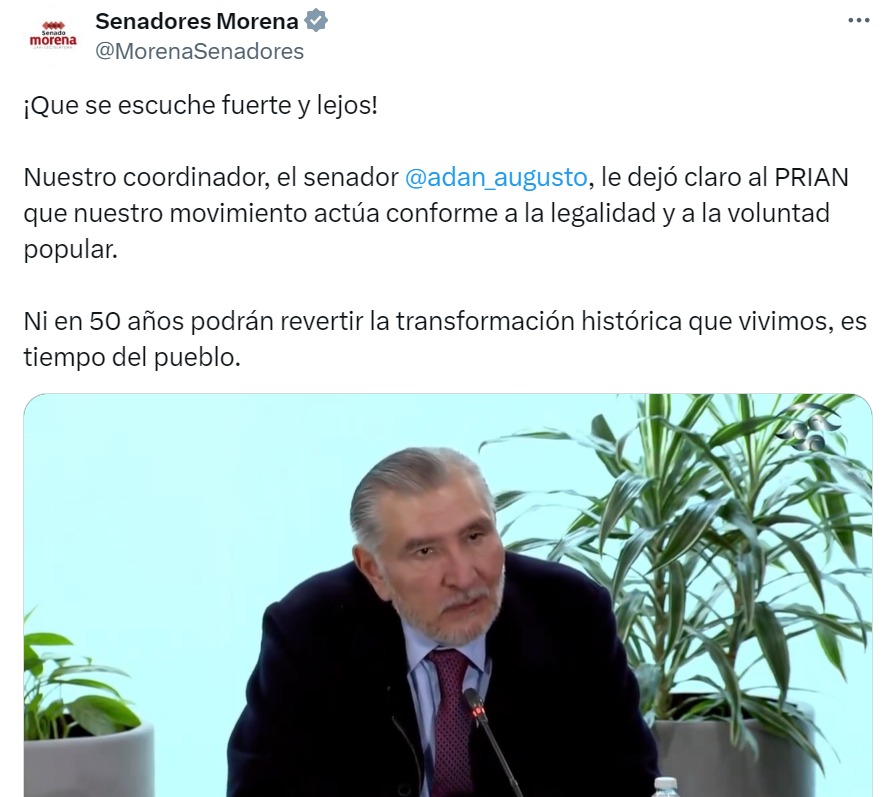 Adán Augusto envía mensaje al PAN