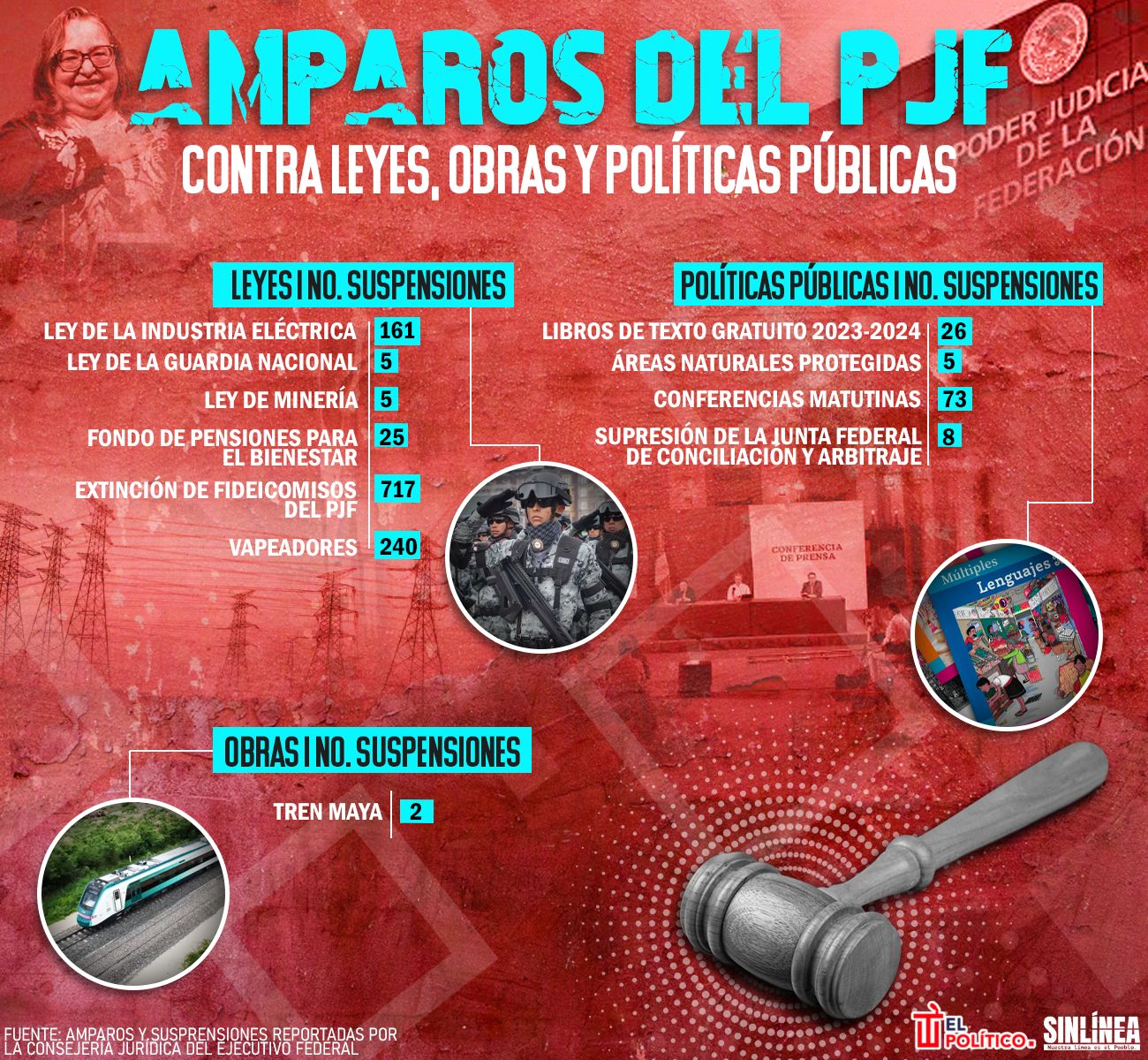 Infografía los amparos del Poder Judicial contra leyes y políticas públicas 