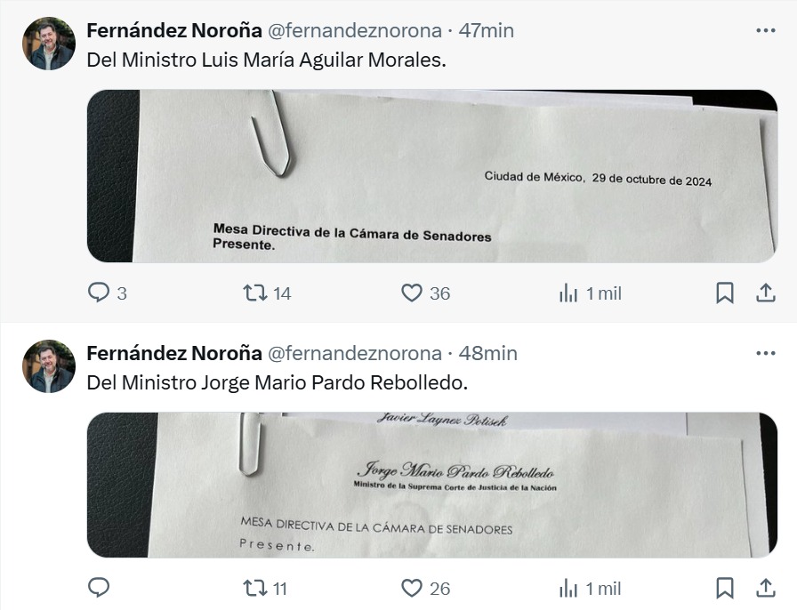 Noroña, cartas renuncia