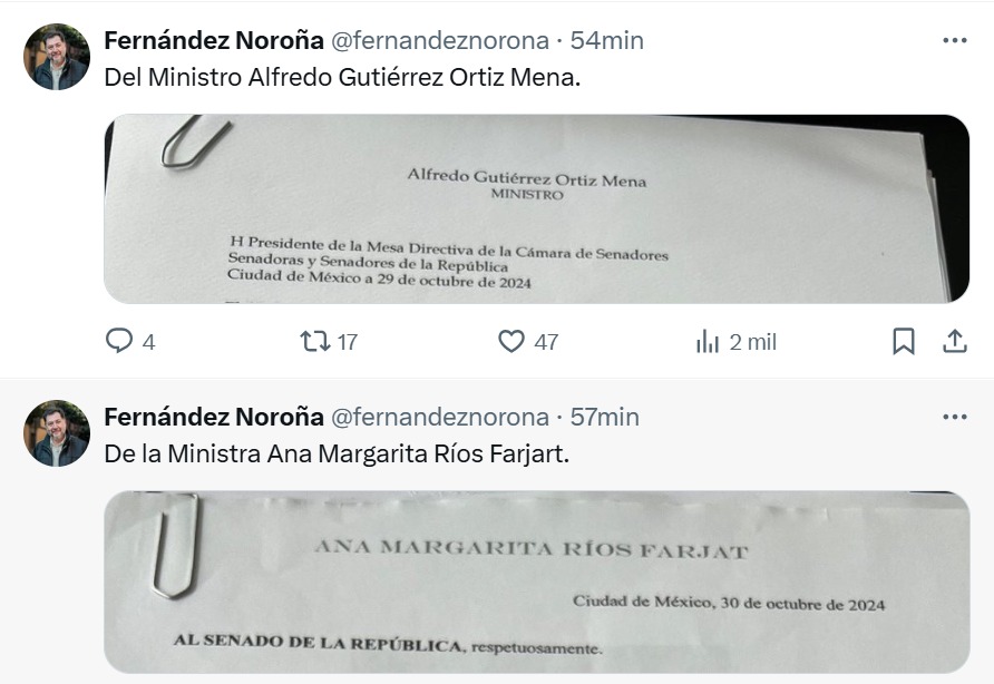 Renuncia ministros Noroña