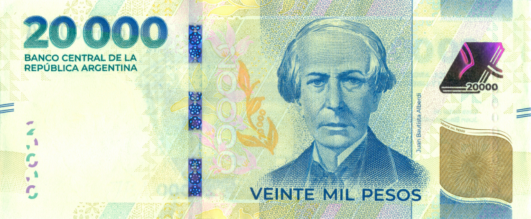 Argentina lanza billete de 20 mil pesos ante inflación