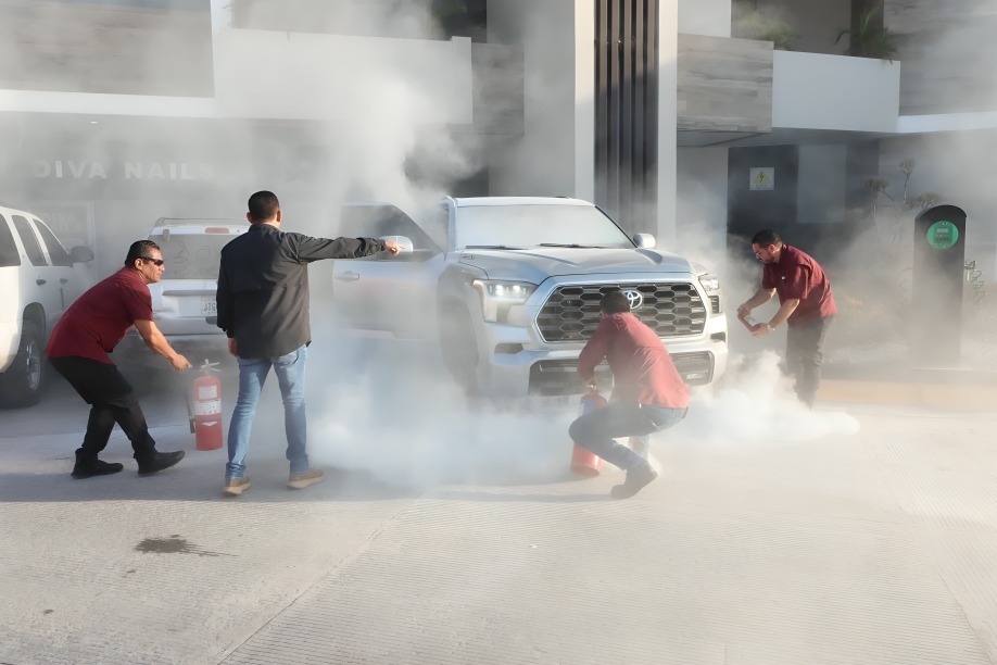 Noroña explica incendio en su camioneta