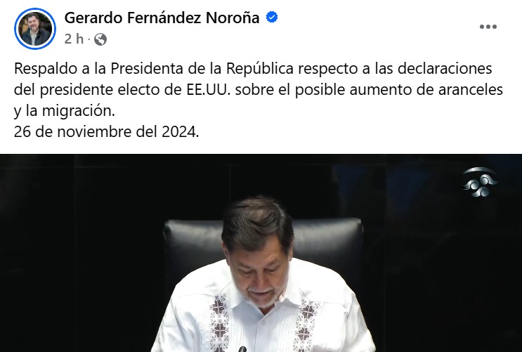 Noroña mensaje desde el Senado. Redes