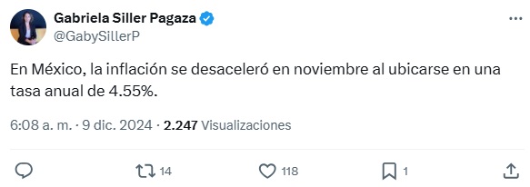 Reportan baja en la inflación en México