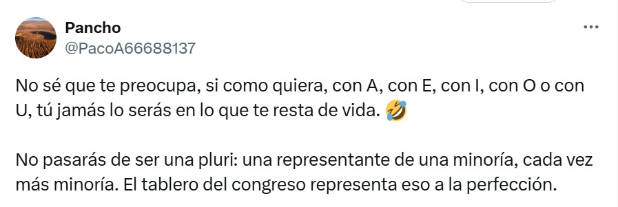 Con cualquier letra jamás será presidenta