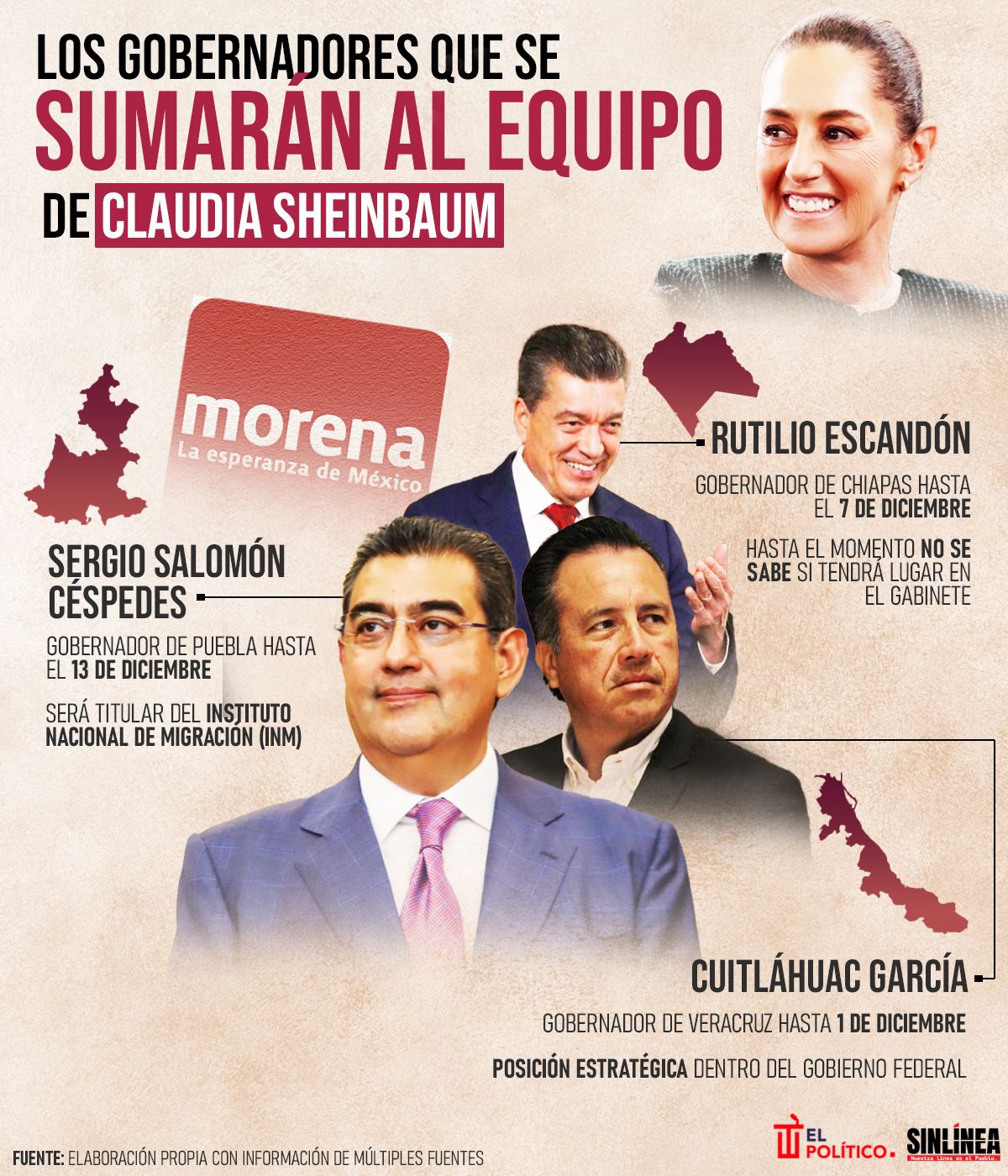 Infografía ellos son los gobernadores que se sumarán a Sheinbaum 