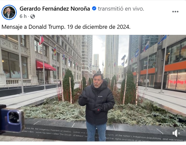 Noroña envía mensaje a Trump