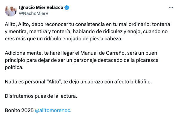 Alito y Nacho Mier se pelean en redes por libros