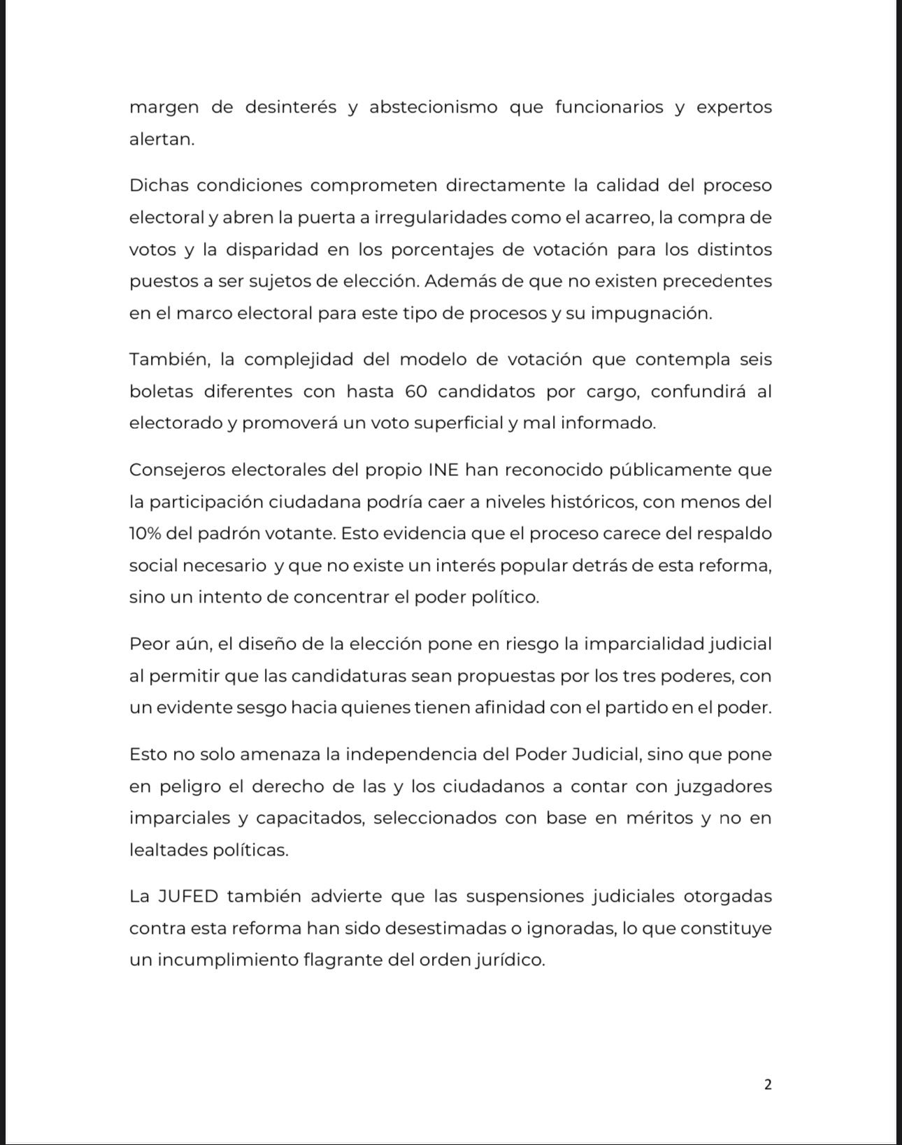 Comunicado de jueces