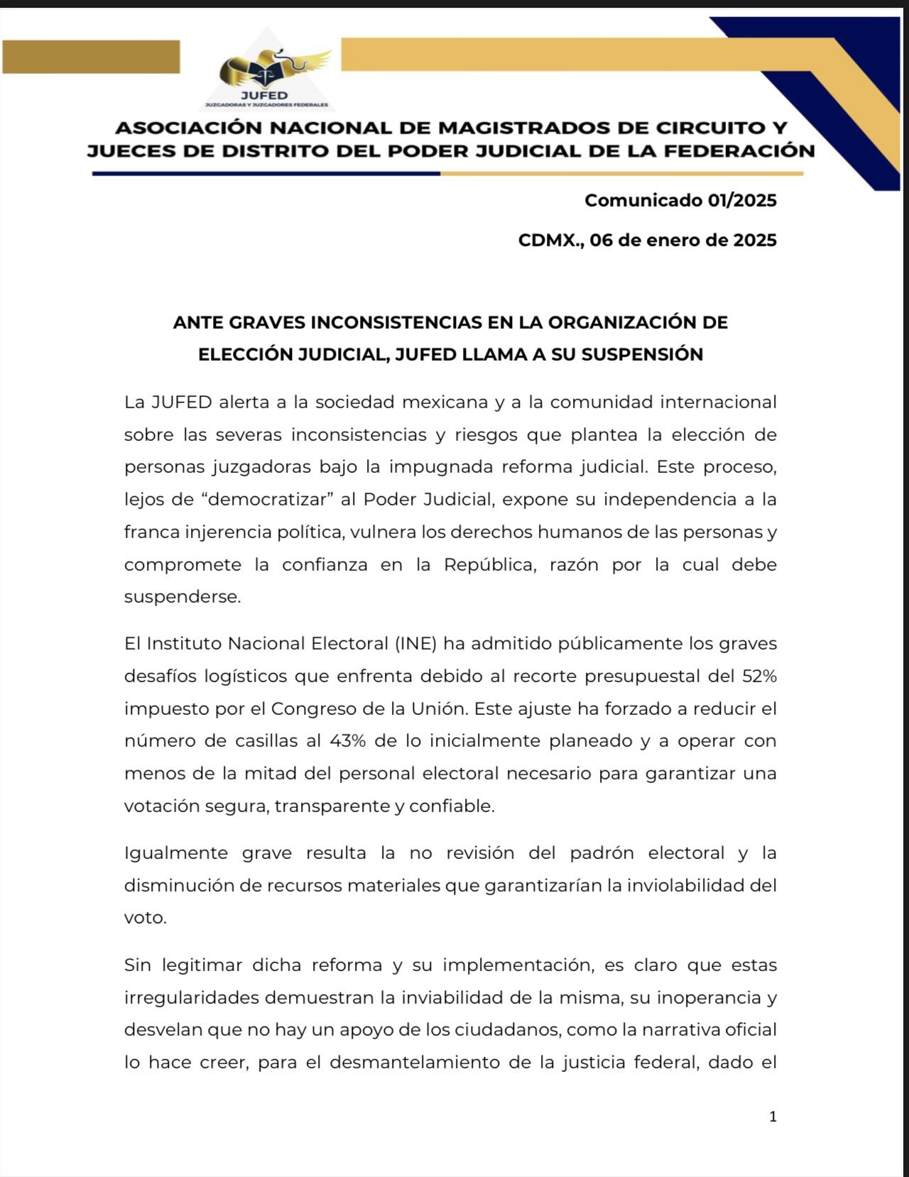 Comunicado de magistrados