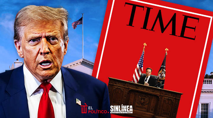 Musk posa detrás del escritorio de Trump en portada de Time