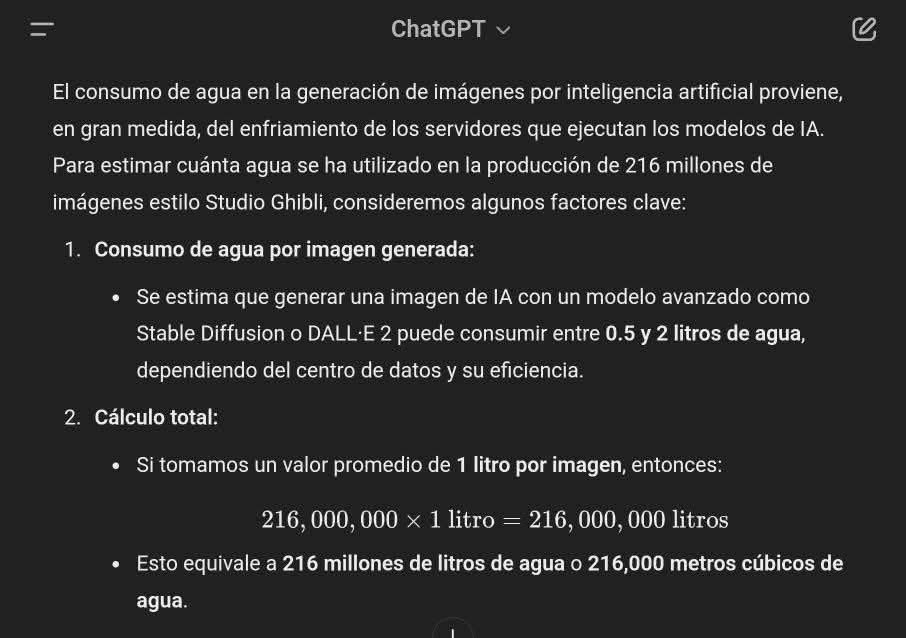 ChatGPT consumo agua