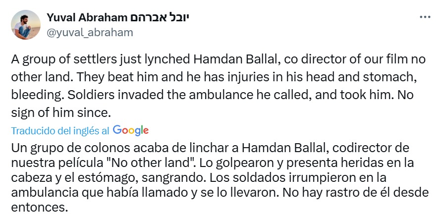Denuncian agresión de israelíes