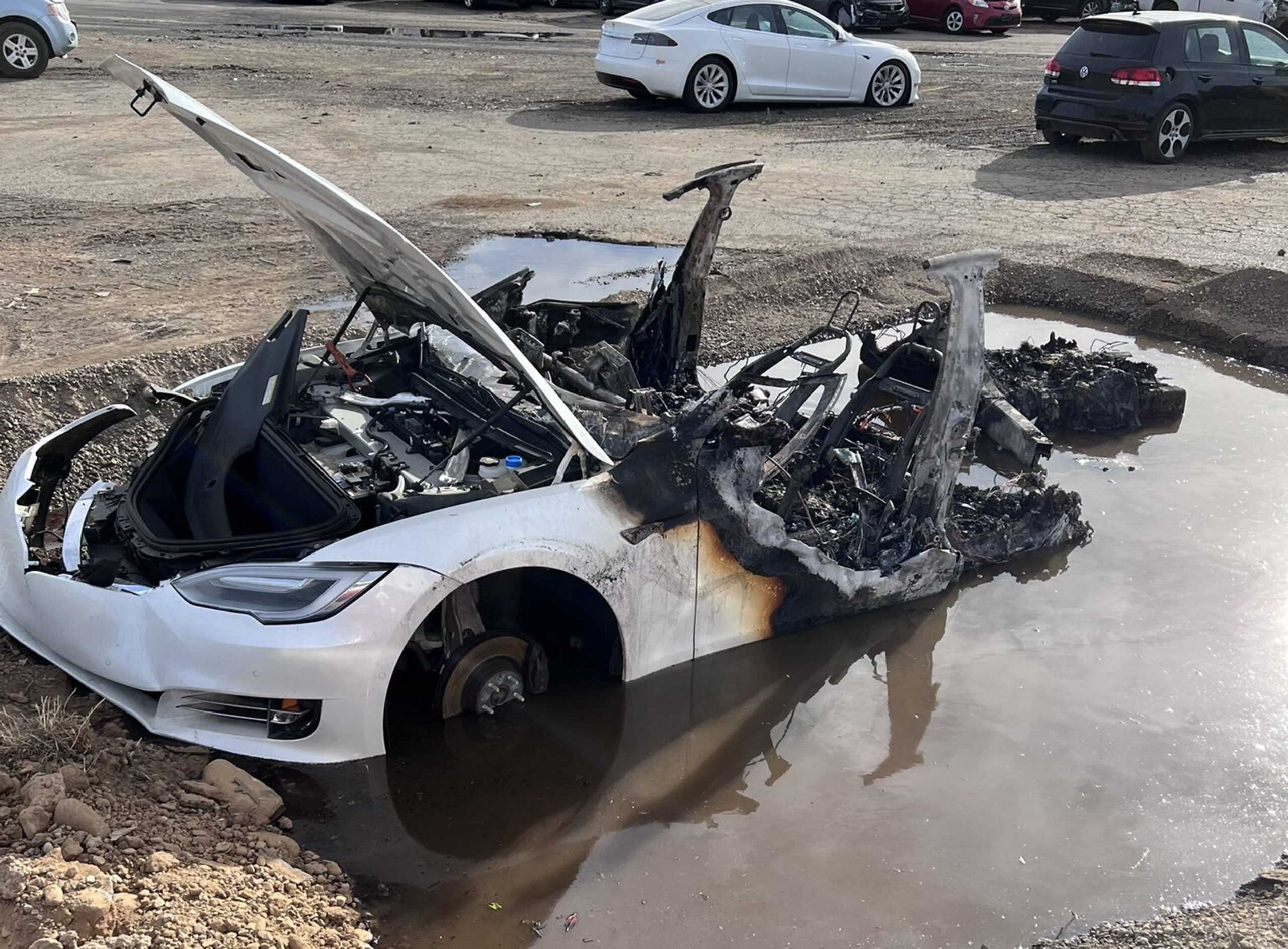 Tesla on fire