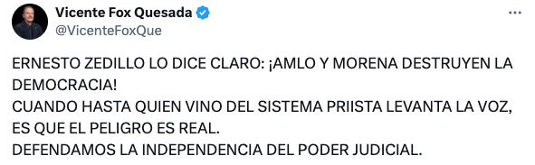 Fox se pone del lado de Zedillo